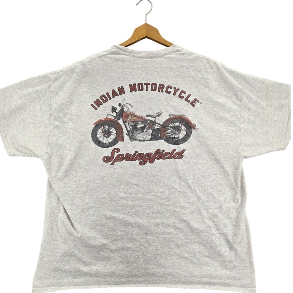 Vintage Indian Motorcycle Springfield Faded Gray Tshirt size 2XL Y2K Motorcycle